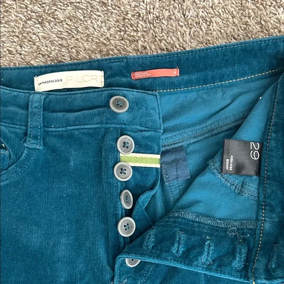 Anthropologie: Teal Corduroy Pants - Picture 3 of 6